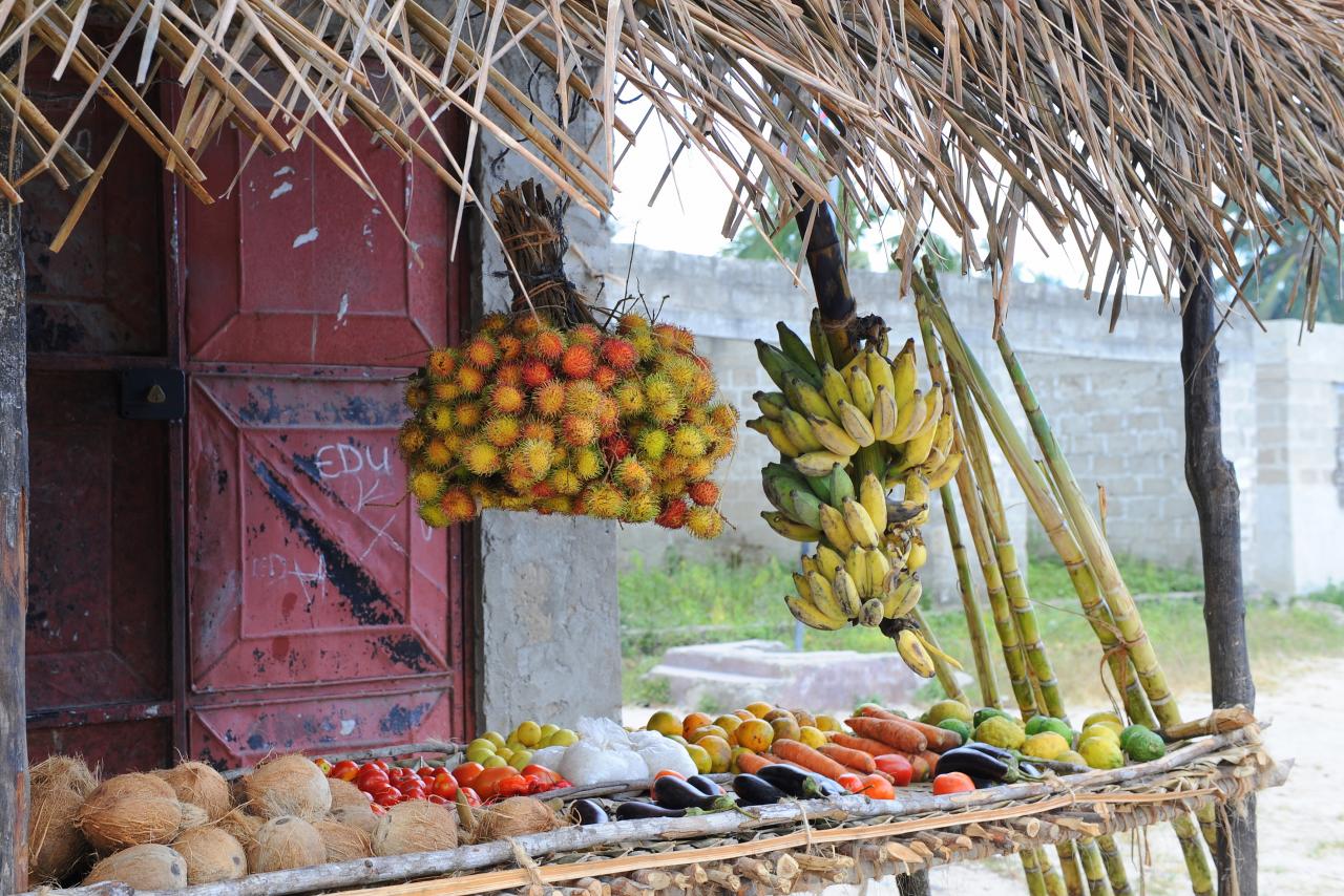 Marchand de fruits dans le village de Nungwi